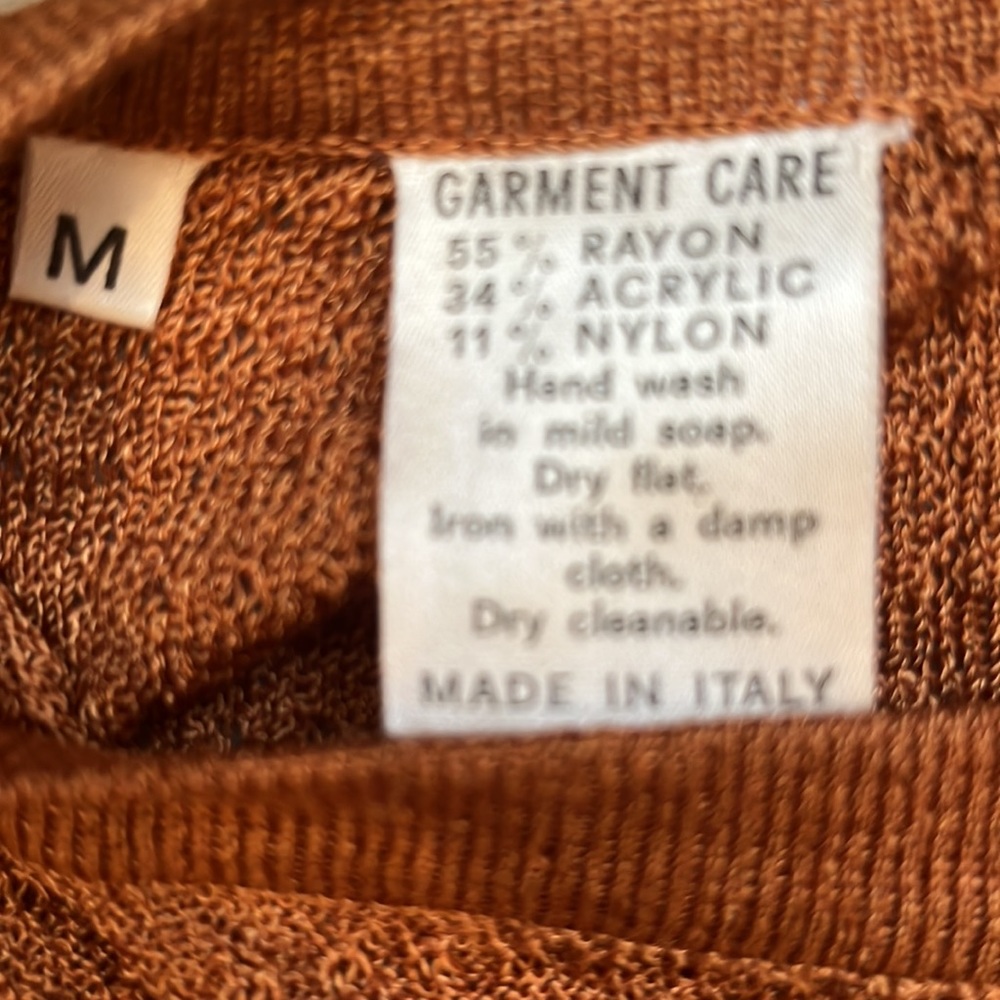 Outlander Vintage Dress Thin Knit Long Sleeve Made in Italy Medium Pumpkin Fall - Picture 6 of 15